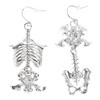 Gold/Silver Color Intricate Skeleton Cutout Dangle Earrings Vintage Gothic Style Zinc Alloy Earring