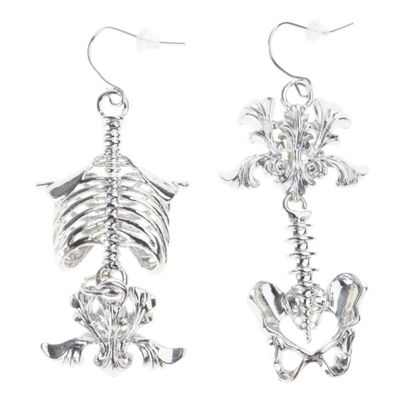 Gold/Silver Color Intricate Skeleton Cutout Dangle Earrings Vintage Gothic Style Zinc Alloy Earring