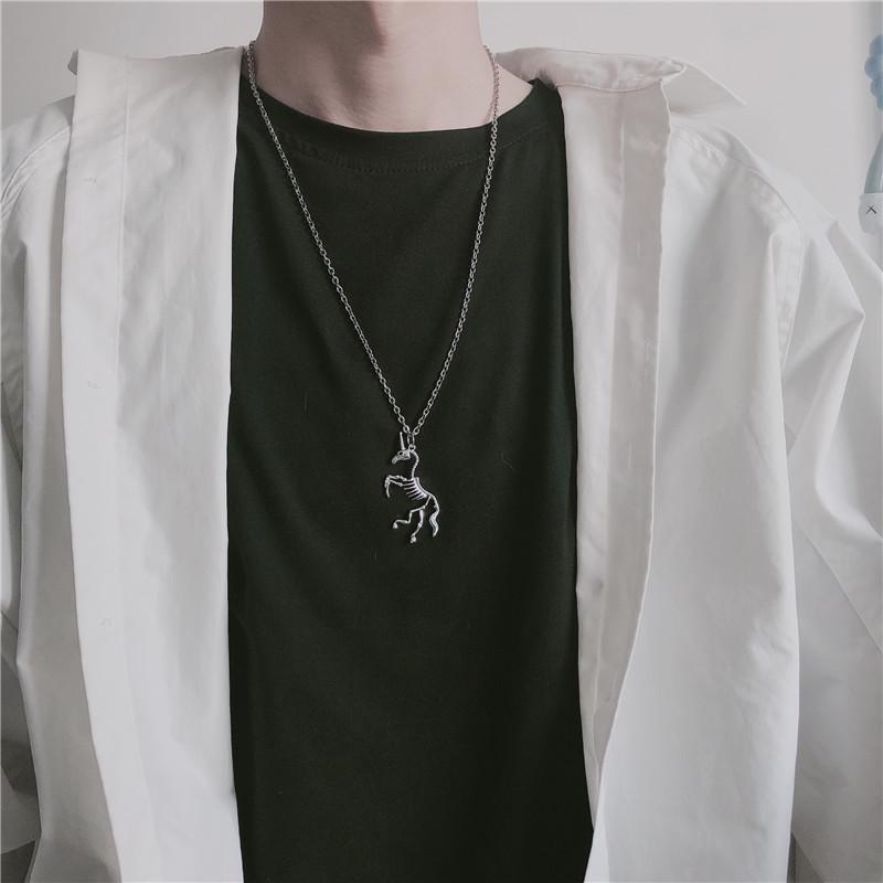 

Unicorn Skeleton Earrings & Necklace Set: Trendy Hollow Design Jewelry