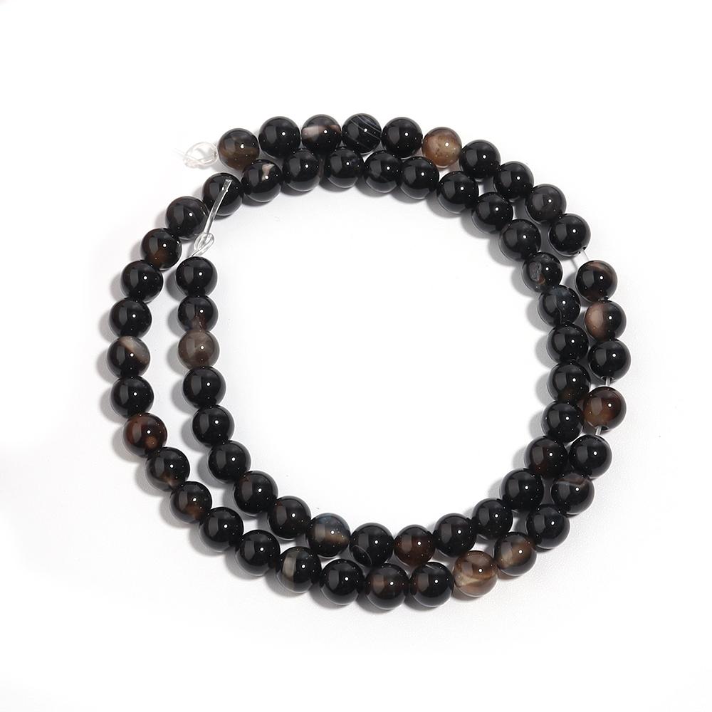 4/6/8/10/12mm Natural Black Agate Stone Beads Round Loose Spacer Beads For Jewelry Making DIY Bracelets Necklace Accessories