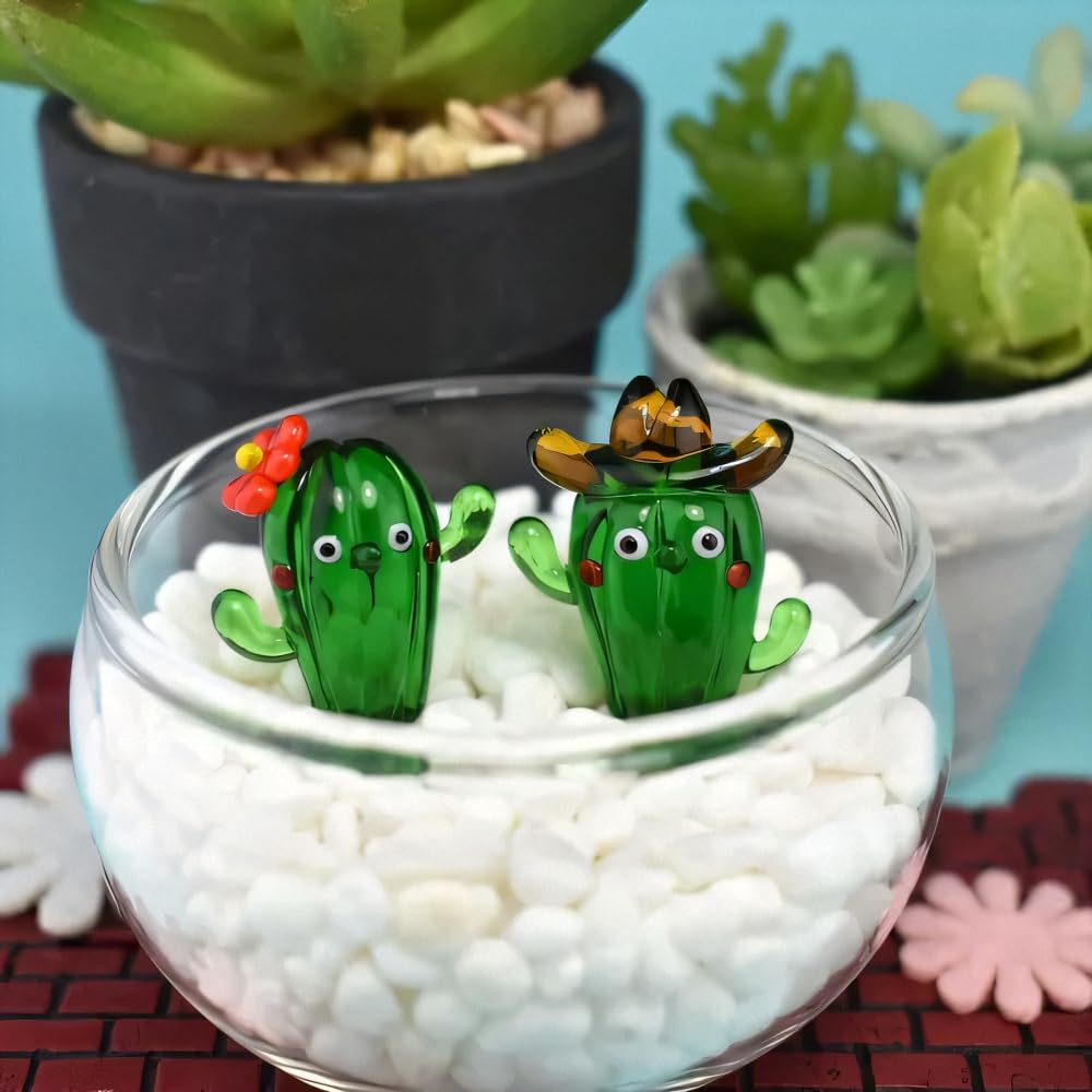 Cute handmade glass Miss Cactus by Fourcart