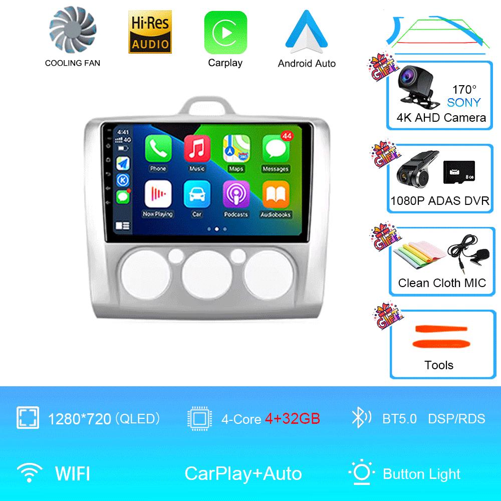 Car Radio Android 14 Auto Carplay WiFi For Ford Focus 2 3 Mk2 Mk3 2004 2005-2011 4G Multimedia GPS Navigation 2 Din Autoradio BT