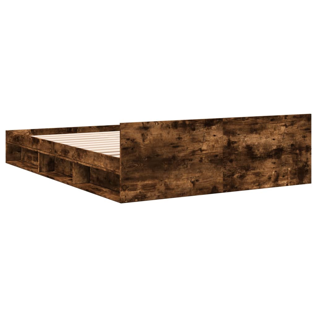 Bed Frame with Drawers Smoked Oak 120 x 190 cm Engineered Wood