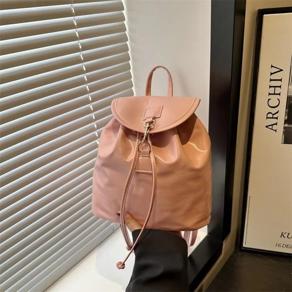 

Casual Soft PU Leather Women s Backpack Solid Color Large Capacity Leisure Travel Bag Waterproof Double Shoulder Bag for Women рожевий
