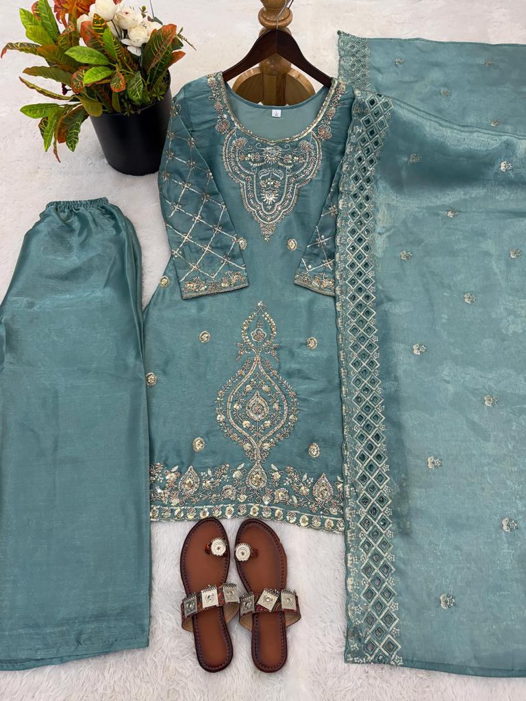 Indian Bollywood Salwar Kameez Palazzo Dupatta Set Women Designer Ethnic Fancy Silk Salwar Suit