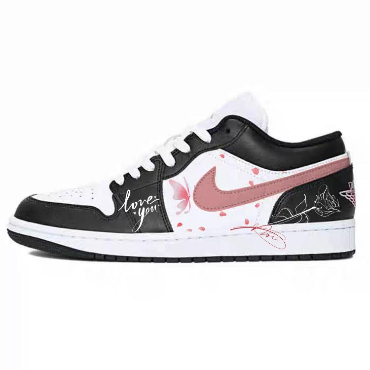 Jordan Air Jordan 1 Vintage Basketball Shoes Unisex Low top Pink/Black 553558-165(Team56-) 44.5