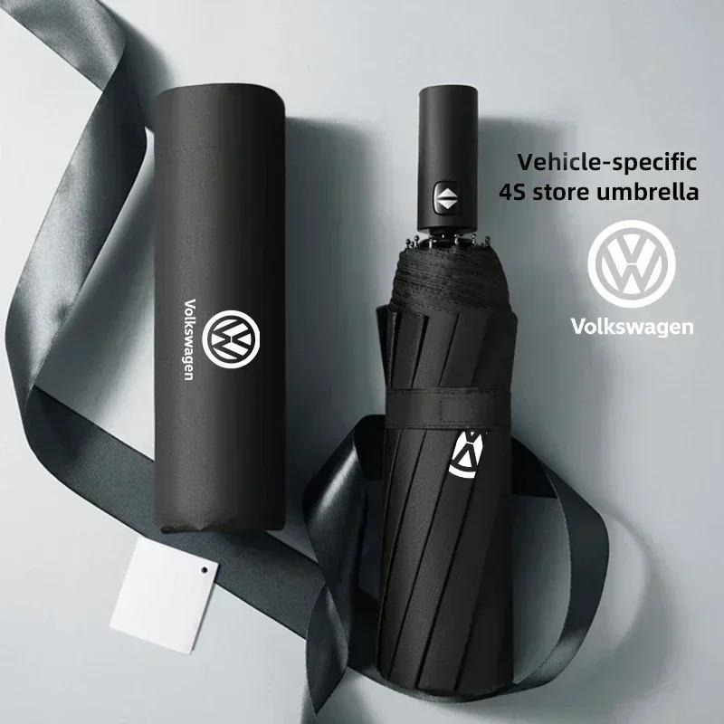Car Logo 12 Bone Automatic Umbrella UV Resistant Sunshade For VW GTI Polo Golf Passat Scirocco Jetta Beetle T-ROC Touareg CCBD7