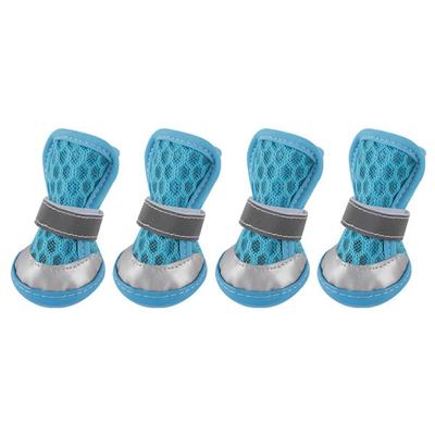 4pcs/set Wear Resistant Dog Mesh Shoes Breathable Non-slip Dog Foot Covers Reflective Puppy Socks Shoes Summer