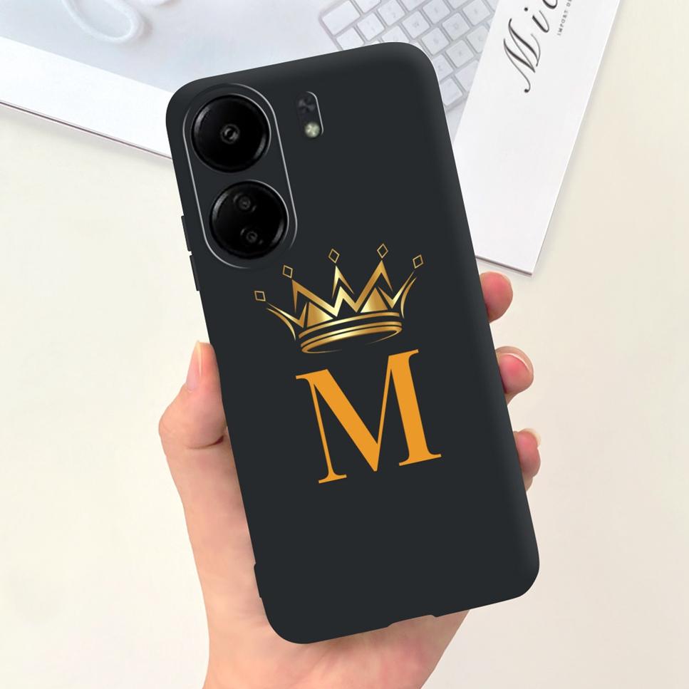 New For Redmi 13C 4G Case Fashion Design Letter Flower Luxury Crown Soft Silicone Back Cover For Xiaomi Redmi13C 13 C Phone Case