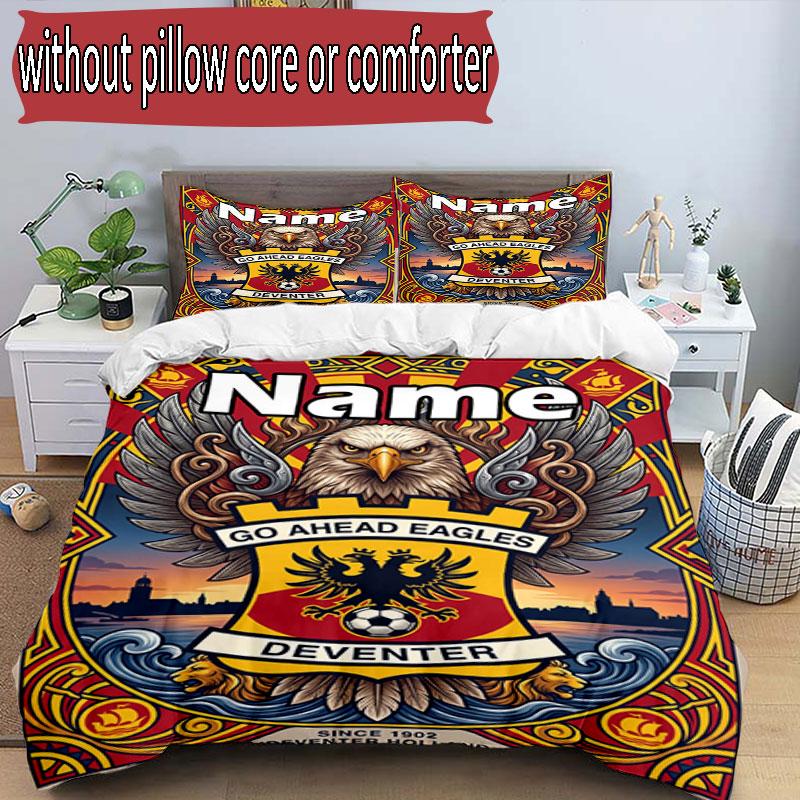 3pcs Duvet Cover Set (1*Duvet Cover + 2*Pillowcase, Without Core), Custom Name Go Ahead Eagles Pattern Bedding Set, Home Bedroom Decor Gift