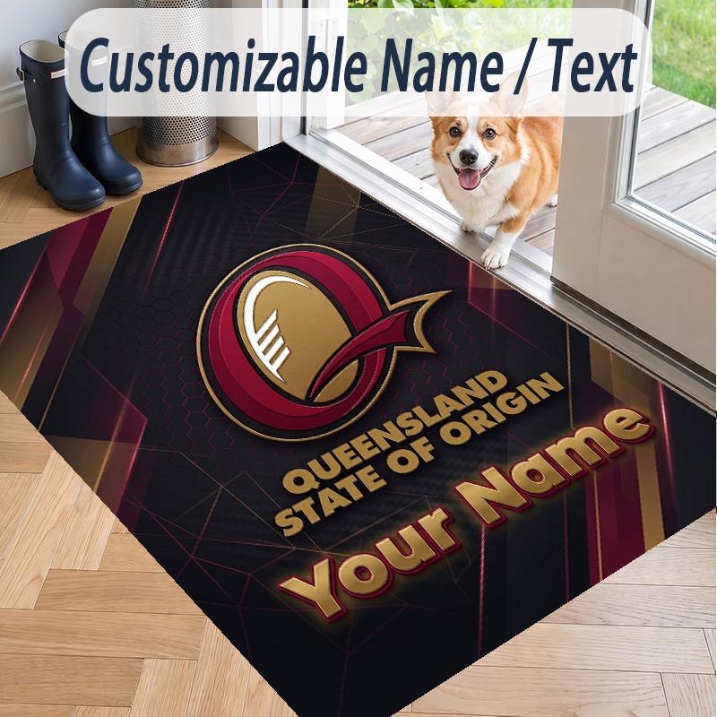 Custom Text Printed Rug Queensland Maroons Non Slip Floor Carpet For Home Room Decor