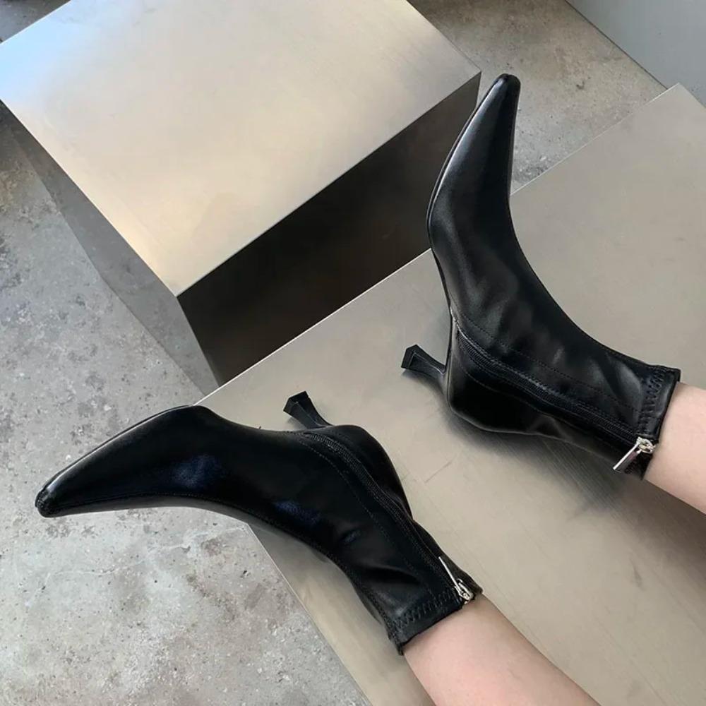 Bequeme Weiche Leder Spitze Damen Knöchelhohe Stiefel Dünne Niedrige Absätze Damenschuhe Stiefeletten Größe 35-42