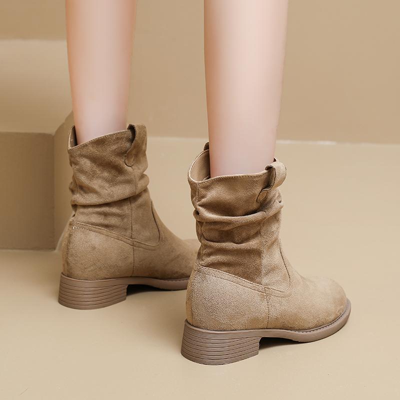 Модні західні черевики на підборах, жіночі модні черевики до середини ікри на масивних підборах, жіноче весняно-осіннє взуття, однотонні ретро боти