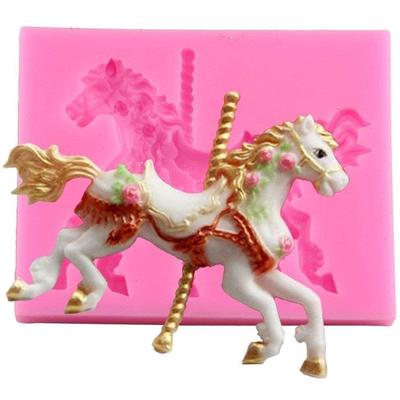 Silicone Mold 3D Carousel Horse Chocolate Mold Non Stick Fondant Mold for Decorating Cakes