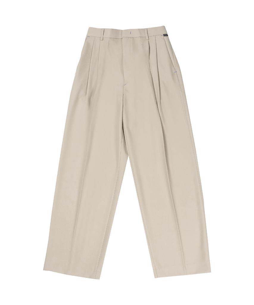 STIGMA 23 Two Tuck Banding Wide Slacks Beige