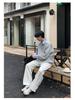Men's Color-Block Polo Sweatshirt: Fake Two-Piece, Loose Fit, Long Sleeve, Lapel Design, Spring/Autumn Casual Versatile Top.