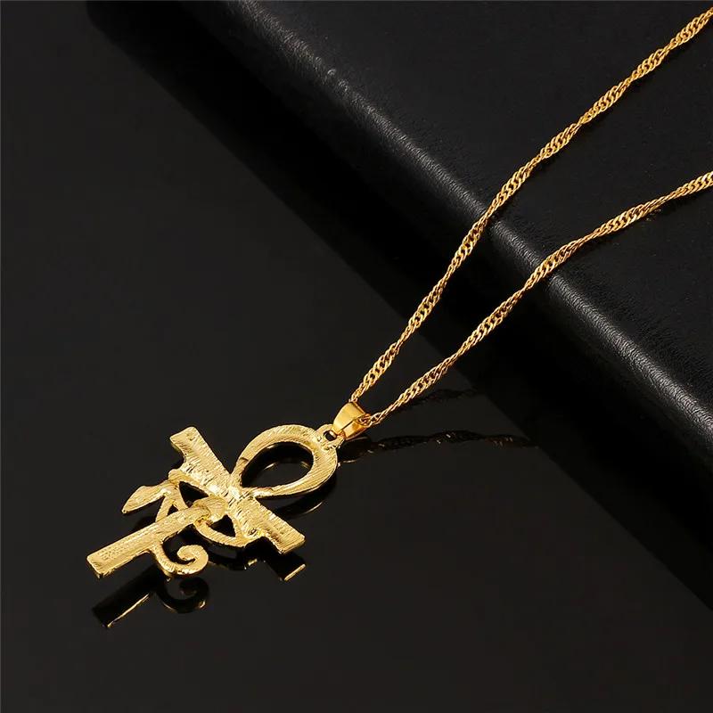 Antico Egitto Simbolo Egiziano Ankh Vita Eterna Croce Occhio di Horus Chiave Vita Collana Amuleto Talismano Proteggere Salute Gioielli Strass Affascinante