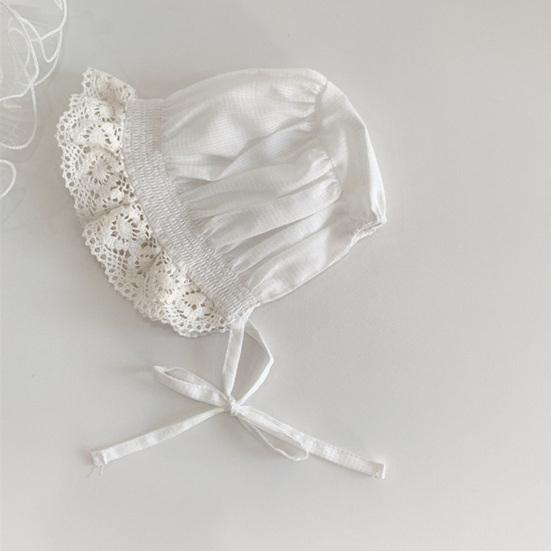 Newborn Baby Hat Lace Brim Rounded Top Solid Color Lace-up Beanie Hat Sun-Protection Accessories Cute Infant Cotton Bonnet Summer