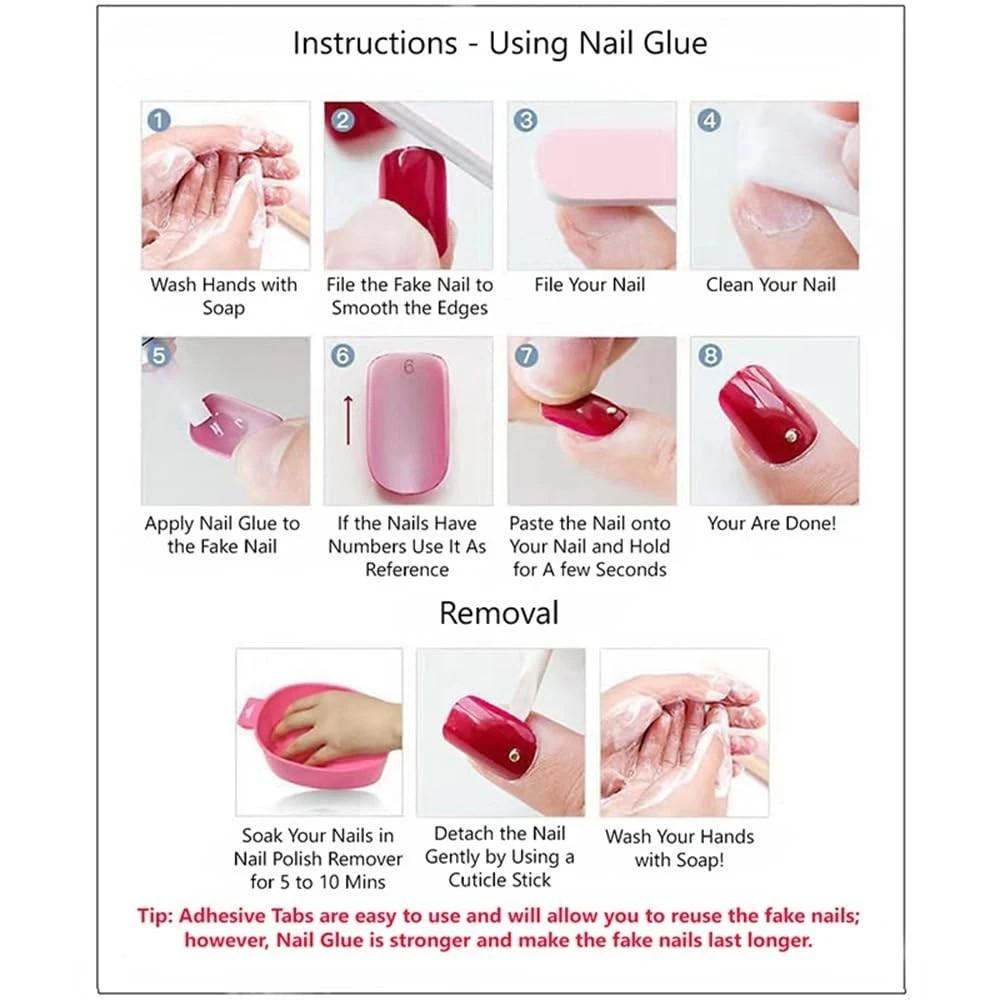 S.A.V.I 24 Pcs Short Natural Nude & Green Floral Press On Nails | Reusable DIY