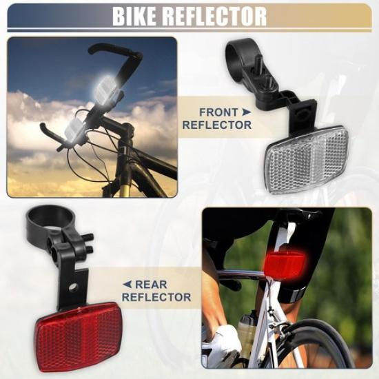 4pcs Bicycle Front Rear Reflector Kit Mountain Bike Safety Reflectors Red White