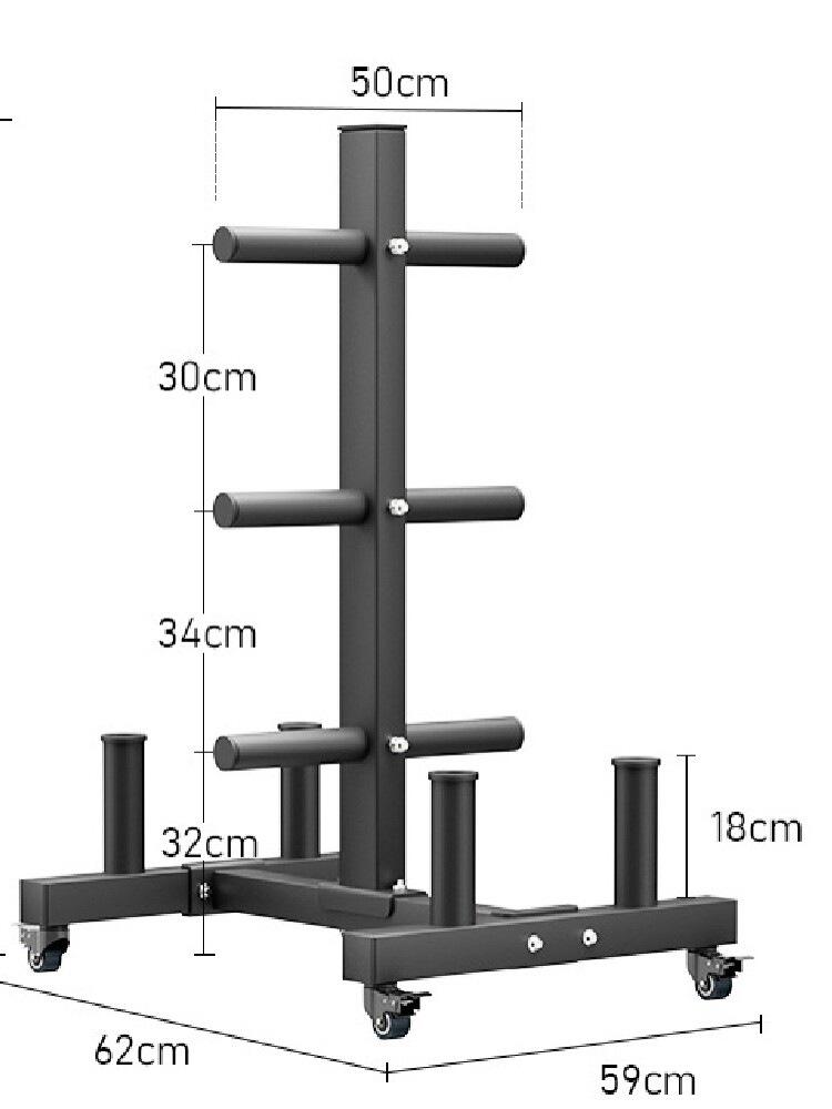 Mobile Barbell Plate and Olympic Bar Storage Rack for Home Fitness