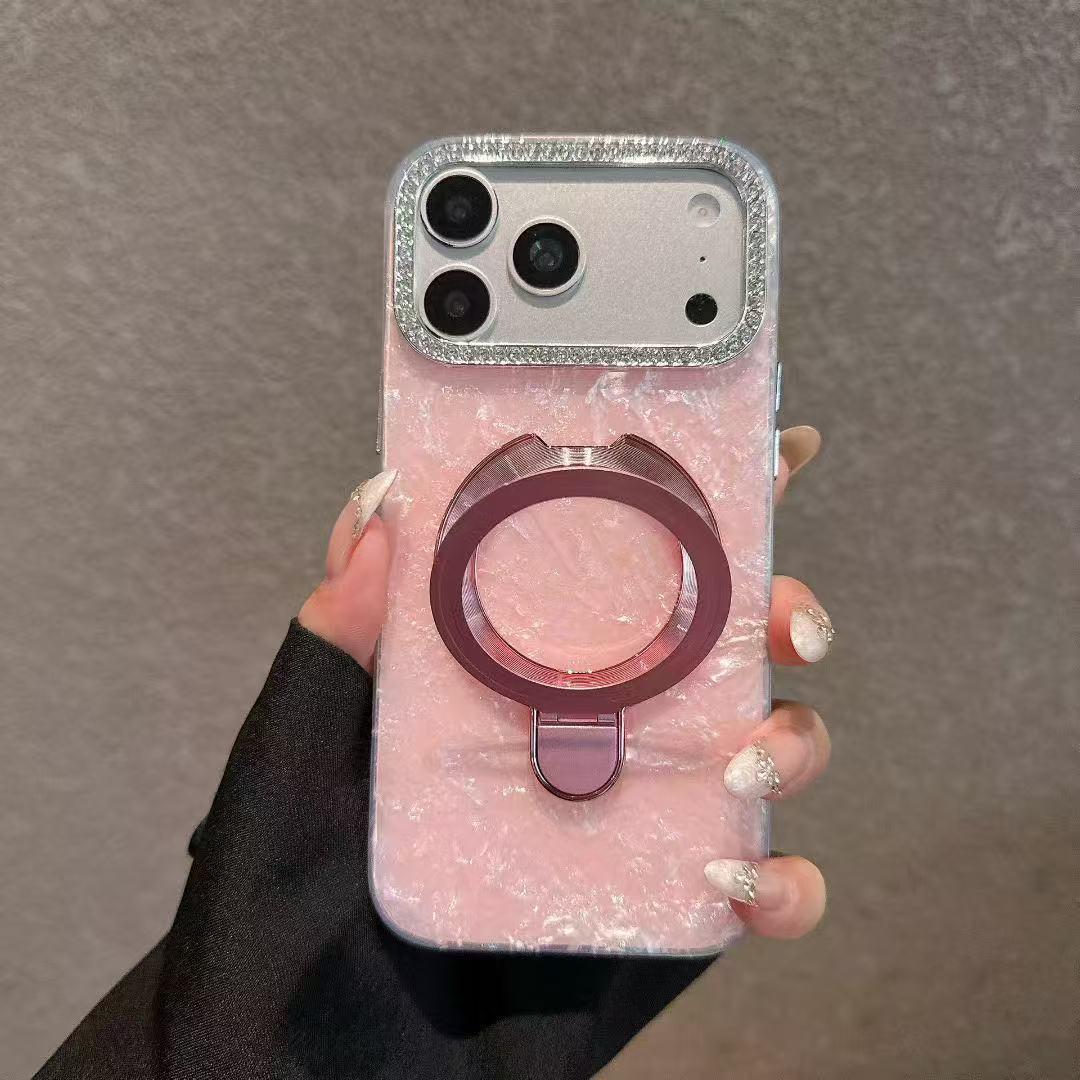 

Rhinestone Shell Phone Case & Holder for Apple iPhone 13-17 Pro Max 16 Pro Max