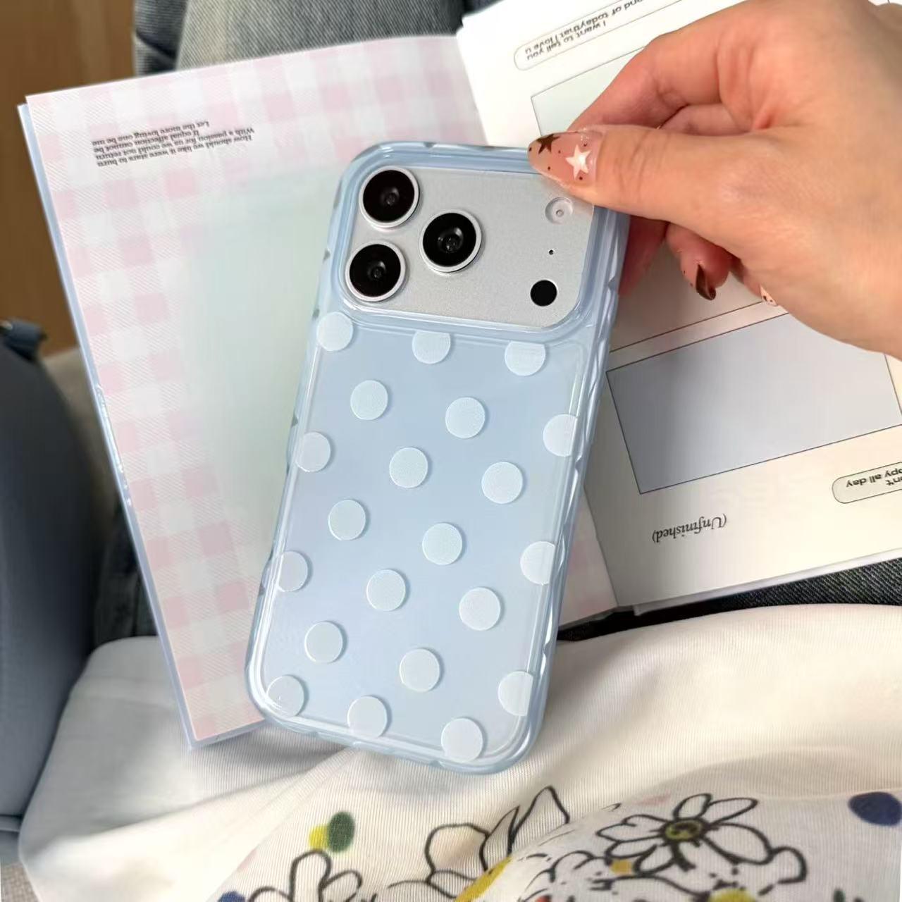 

Polka Dot Macaron Shell Case for Apple 17 Pro Max/Pro, Fits 16/15, Cross-Border 14 15 Pro синій