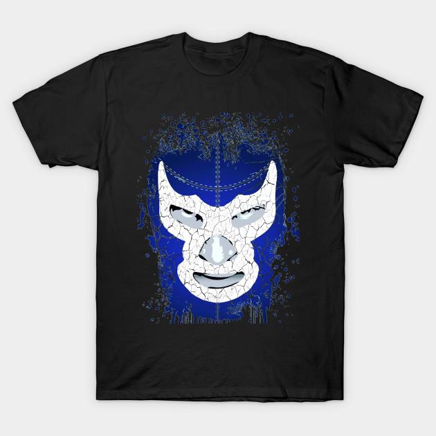 Мужская черная футболка с принтом Синий Демон Lucha Libre Мексиканский рестлер Легенда Печать на трансферной бумаге без вырезания Хлопковая футболка L чёрный