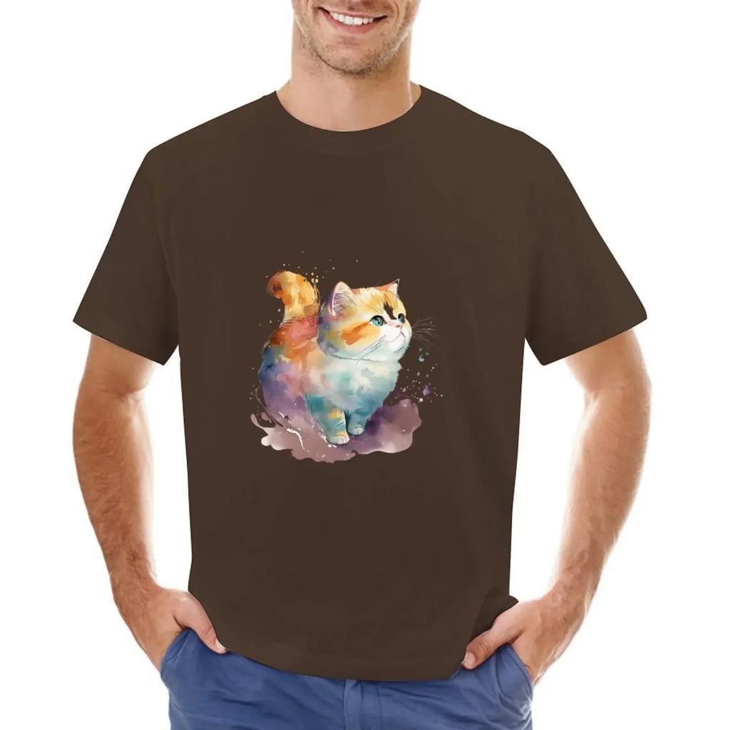 Adorable Kawaii Watercolor Cat T-shirt customs sports fans boys animal print clothing