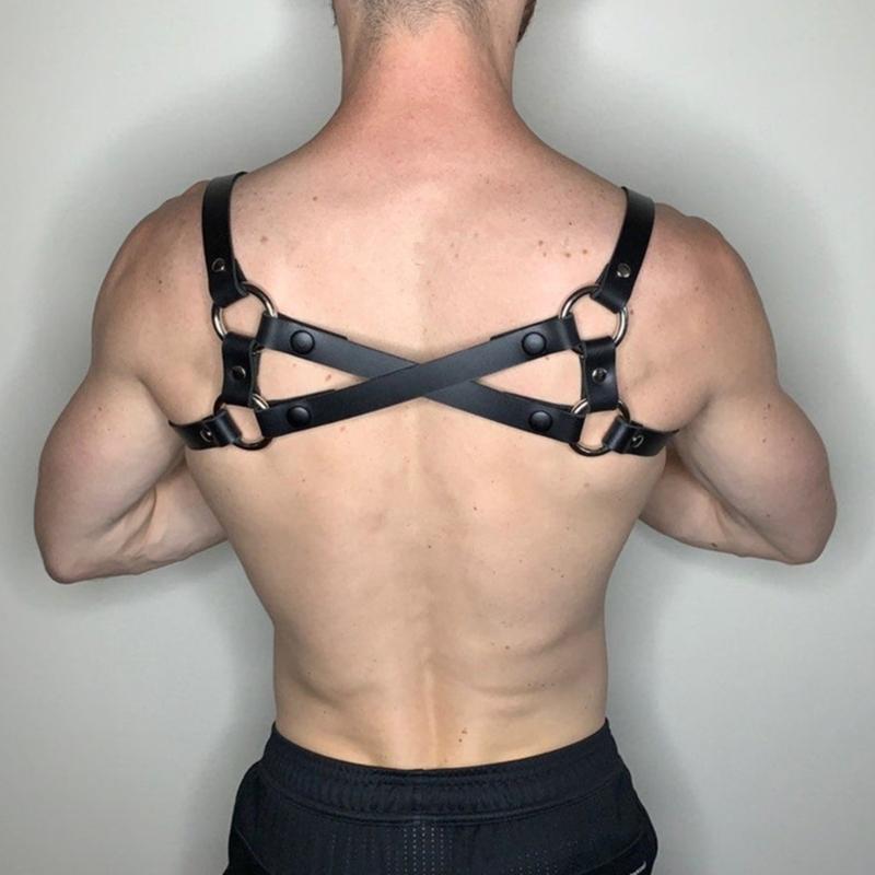 Sexy Punk Chest Harness Belt, Sex Restrain Chest Bandage Adjustable Chest Belt with Buckle Rings for Nightclub Cosplay