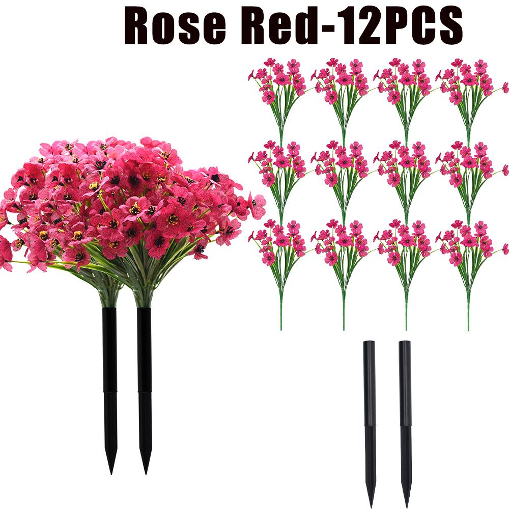 Artificial Violet Flowers Fake Spring Grass Faux Plants for Wedding Garden Decor Outdoor Artificial Floral Home Decoration