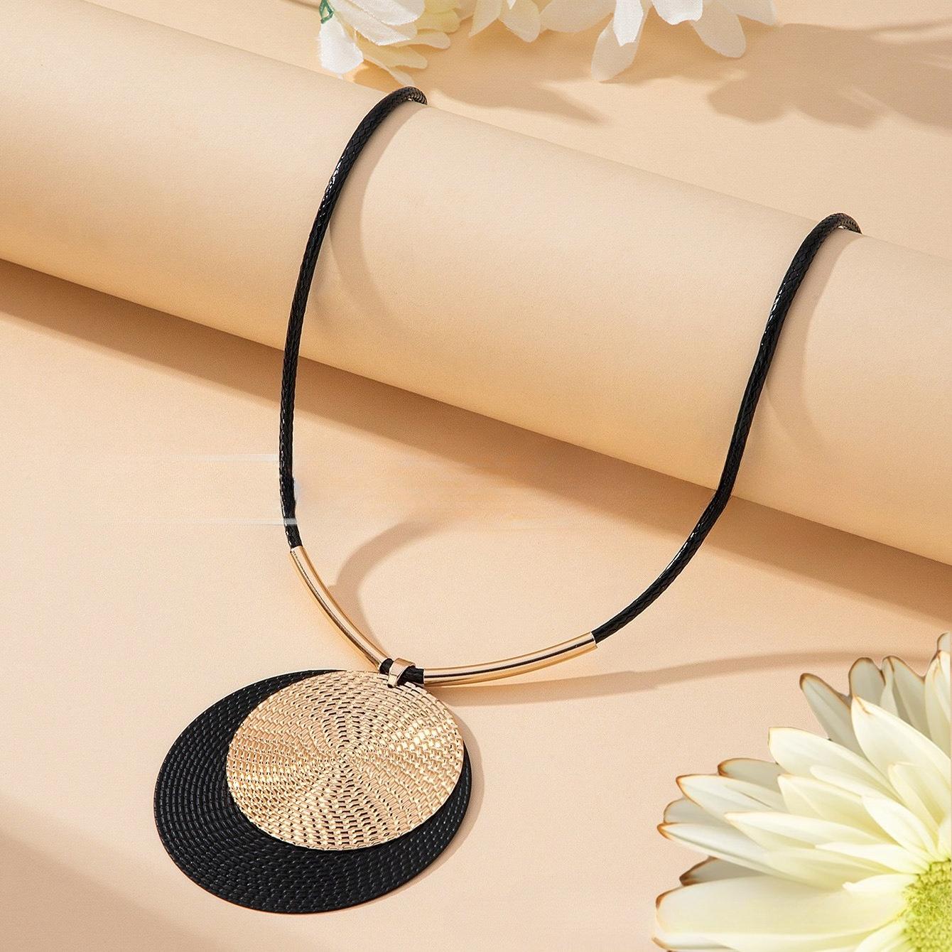 1 шт. Геометрический круглый кулон-ожерелье в стиле пэчворк, Ретро-стиль, Заявление, Украшение для отпуска