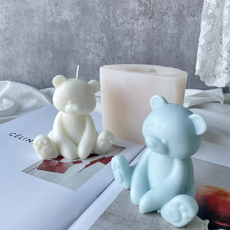 3D Bear Silicone Mold For Scented Candle Making Cute Bear Shape DIY Craft Mold Resin Mold Home Decor