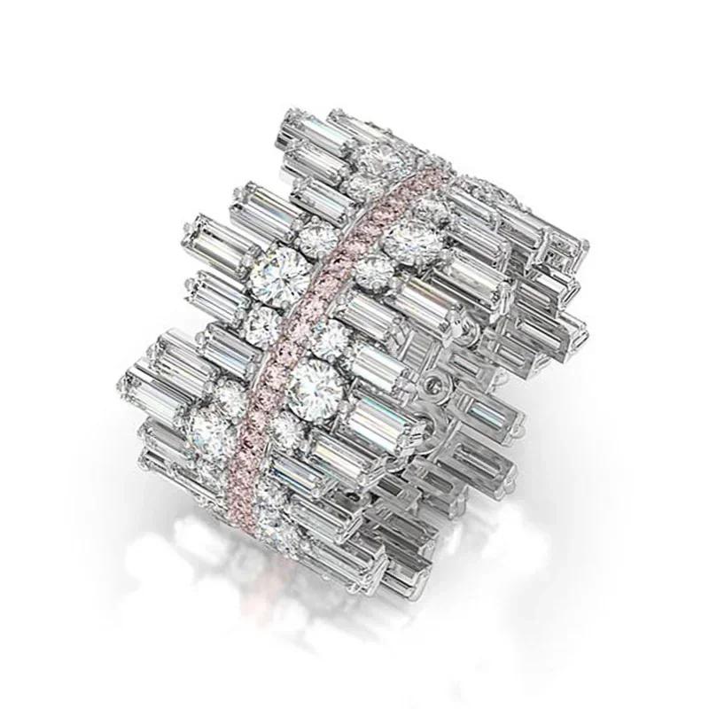

2026 New Irregular Micro Inlaid Zircon Ring for Attending Banquet, Geometric High-end, Geometric Elegant Accessories for Women 6