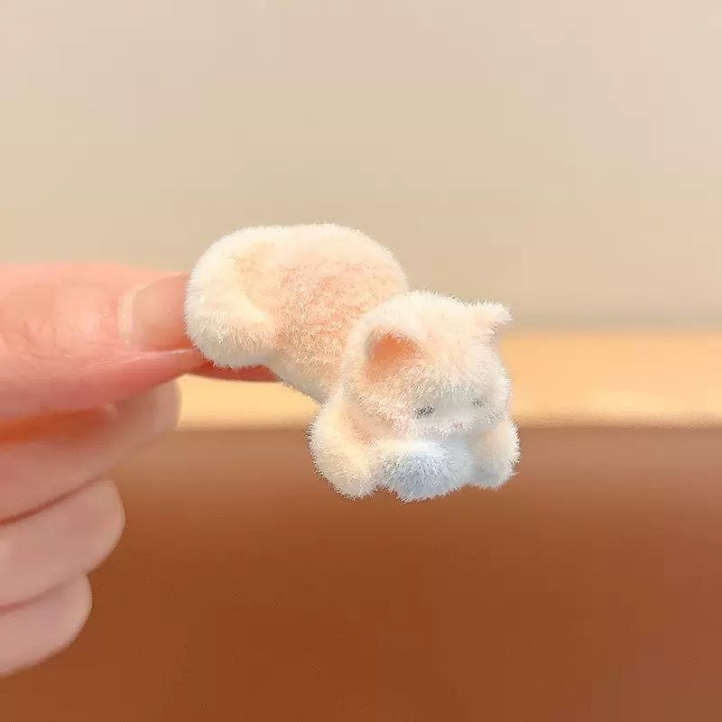 1/2pcs Cartoon Cat Resin Hair Clip Plush Cute Cat Fish Hairpin Sweet Kawaii Hair Clips For Girls Kids Headwears Deraction Gifts B 1Pcs