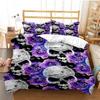 Skull-Themed Duvet Set, Bedding Set, Three-Piece Holiday Gift Set.