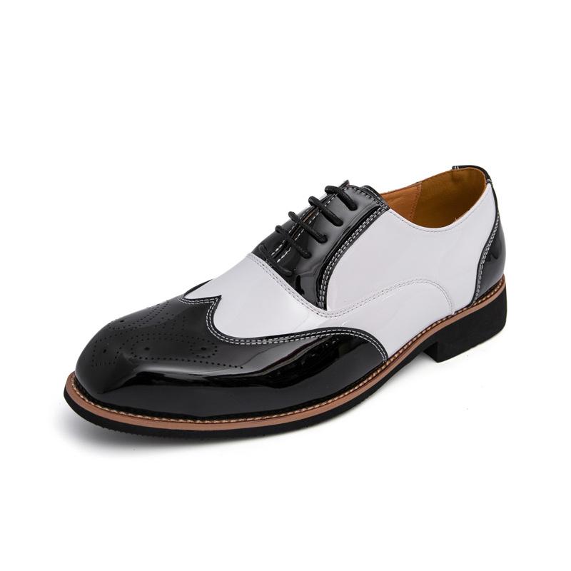 

Large size casual shoes men s glossy splicing casual shoes foreign trade business dress casual shoes wedding small leather shoes 46