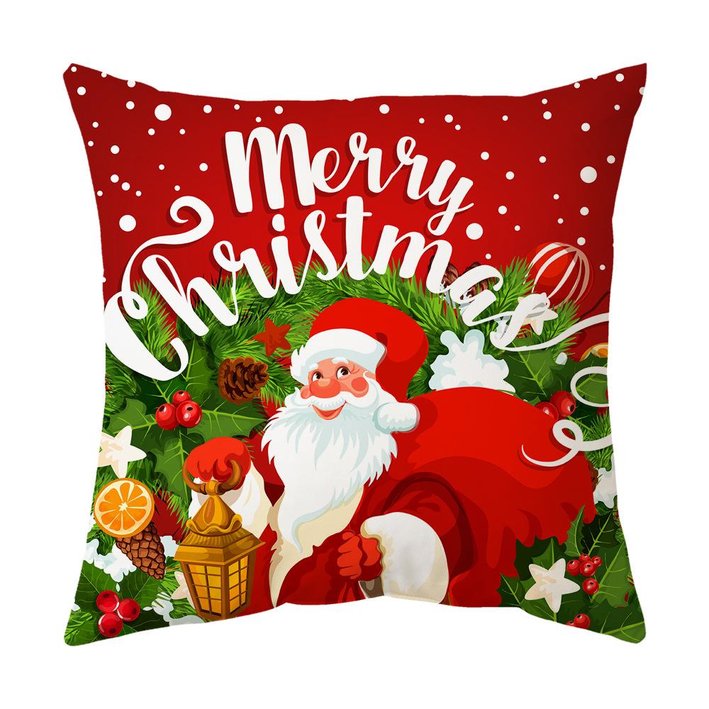 Classic Simple Christmas Series Cushion Pillow Cover Fashion Santa Claus Christmas Tree Pattern Pillowcase Home Sofa Decoration