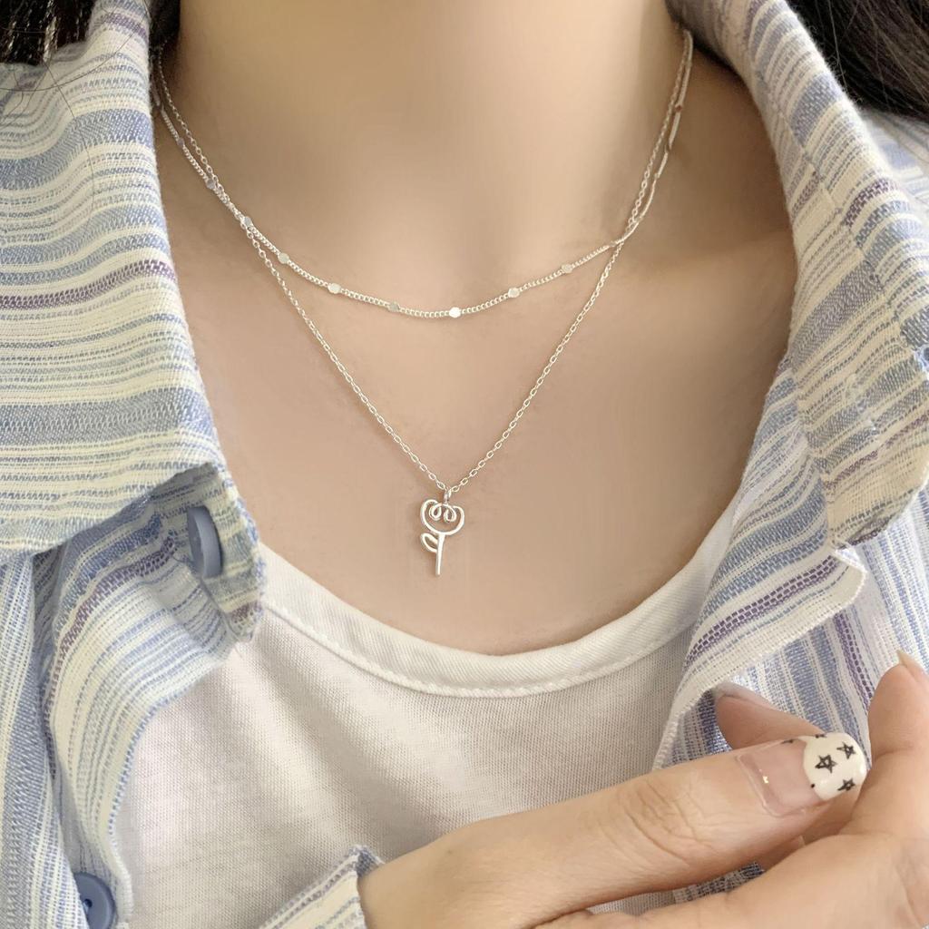 Korean Style Retro Pearl Necklace: Women's Multi-Layer Asymmetrical Clavicle Chain with OT Buckle