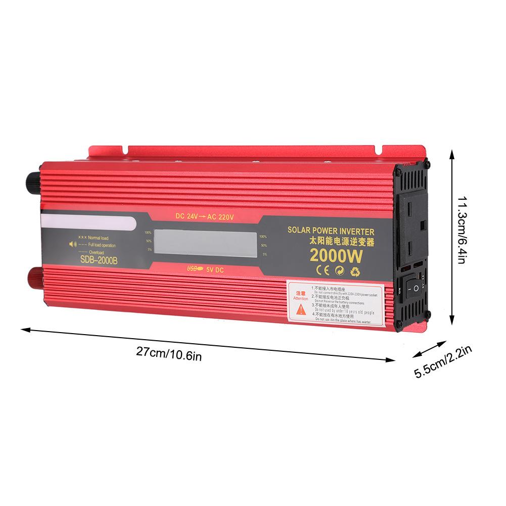 2000W Portable Inverter Solar Power Inverter for Home (12V To /LCD)