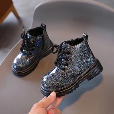 Children's Boots for Girls Thick Bottom Toddlers Leather Boots Spring Autumn Kids Fashion Platform Ankle Boots Round-toe Causal