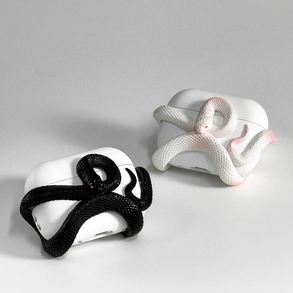 For AirPods Pro 3 Earphone Protective Case Snake-shaped Protective Headphone Shell Anti-drop Scratch-resistant Hollow Resin Case
