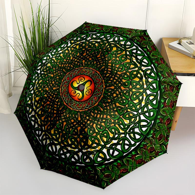 

1pc Circular Mandala Automatic Folding Umbrella. casual outdoor accessory, for all seasons yy250924073