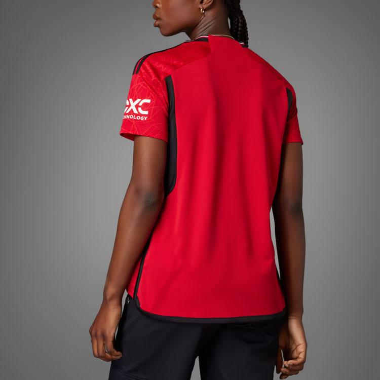 Adidas X Manchester United Second Away 2023/24 Home Jersey Letter Stripe Printed Short Sleeve Football Shirt Women Jersey Red IP1735