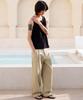 SIGNATURE One-Pleat Wide Cotton Pants [Beige]