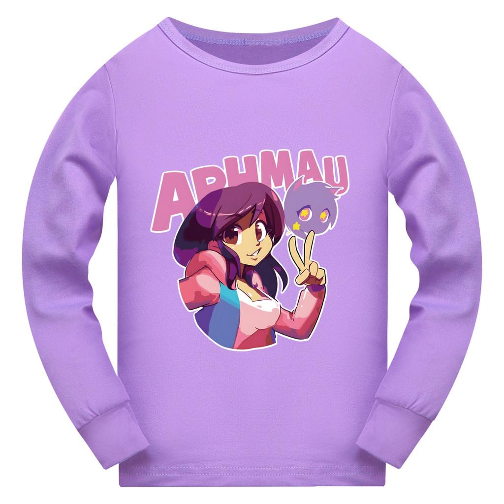 5369 Детская футболка для девочек с принтом APHMAU, с длинным рукавом 110cm фиолетовый
