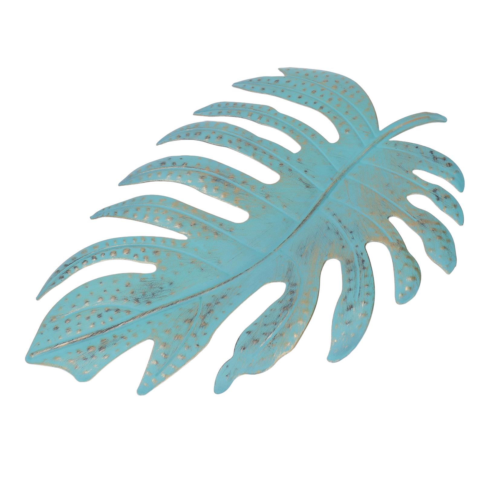 

Металлический декор в виде тропического листа с отверстием для подвешивания сзади, ретро синий лист, настенное украшение для патио, забора