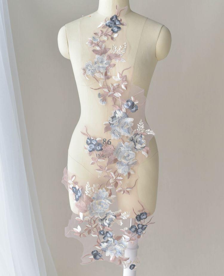Farblich abgesetzte Spitze Dreidimensionales Blumenkleid Spitze Bühne Handgefertigt DIY Schmuck Kleidung Stickerei Aufkleber