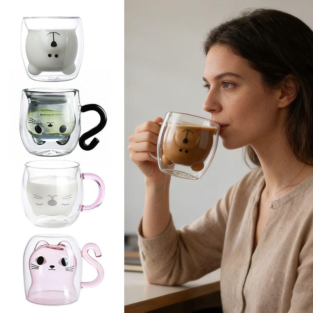 250-300ml Bär Cartoon Kaffeetasse Große Kapazität Kreative Glas Bär Tasse