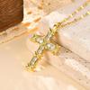Cross Zircon Pendant Necklace for Women, 18k Gold Plated Clavicle Chain Necklace Religion Jewelry